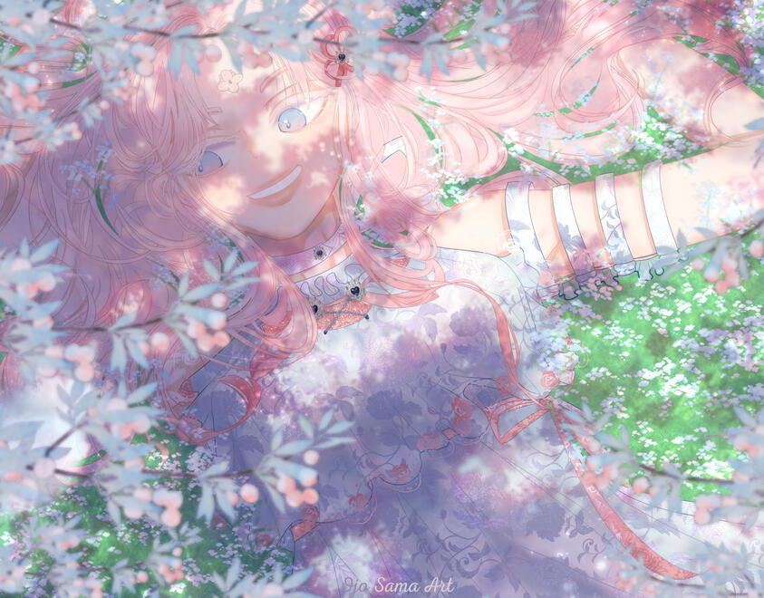 half body illustration with background